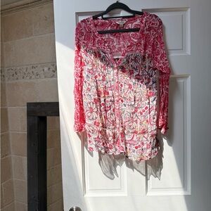 Lucky Brand Sheer Floral Blouse